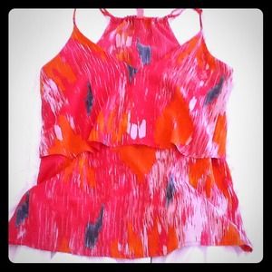 SOLD.....Vibrant Silky Print Top