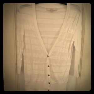 LOFT White Striped Sweater Medium