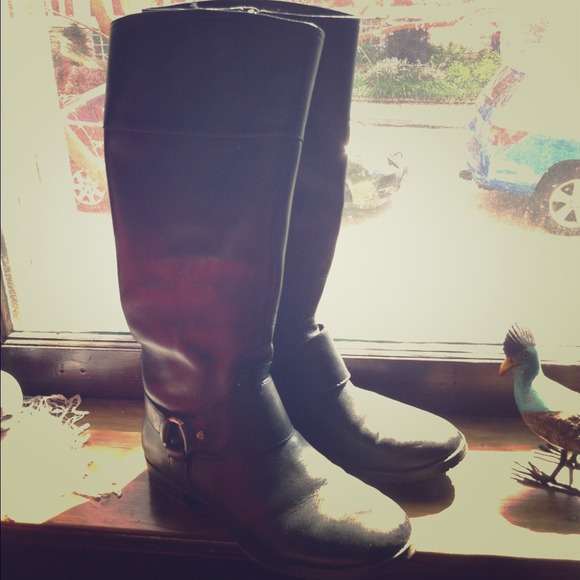 LAUREN "Sulita" Black Leather Riding Boots 8.5