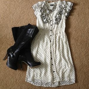 Black and white polka dot dress