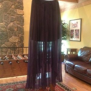 🔴Reserved🔴Long High Low Pleated Navy Skirt