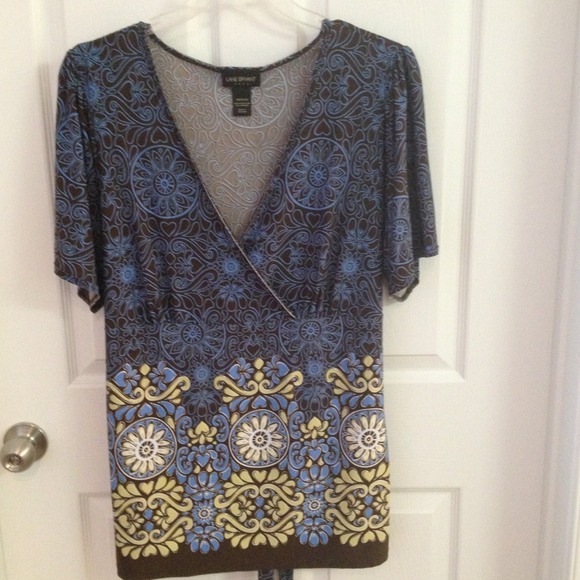 Blue and brown floral top - Picture 1 of 2