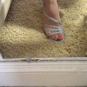 Silver strappy sandals by Marc Andrew. Worn  twice