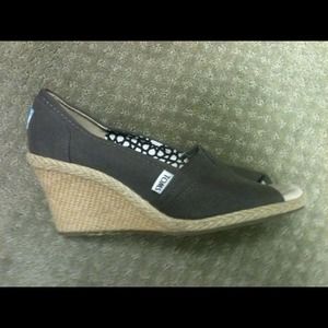 Tom's Canvass Burlap Wedge, Slate