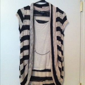 Tank and striped top with long necklace combo.