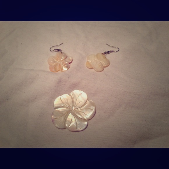 Oyster shell earrings and necklace charm!