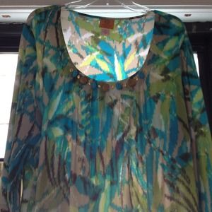 SOLD!!! Dressy green Print shirt