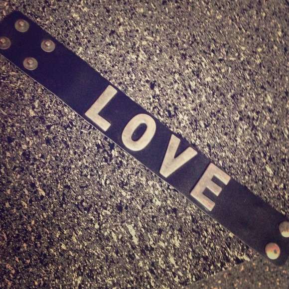 Black leather LOVE bracelet