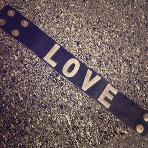 Black leather LOVE bracelet