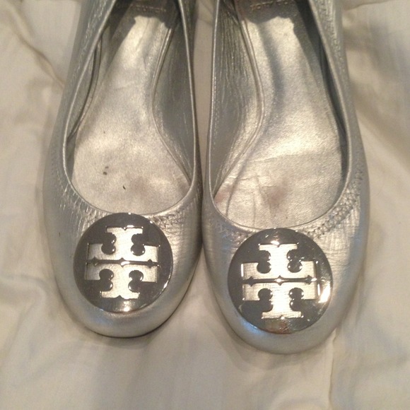 Silver Reva Tory Burch ballet flats