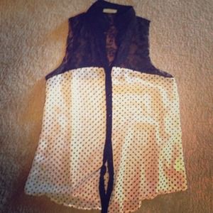 CUTE Polka and Lace Shirt