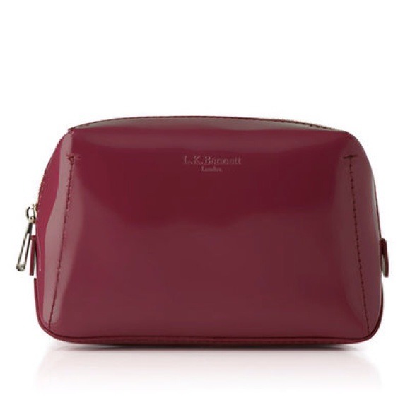 L.K. Bennett patent leather make up bag bordeaux