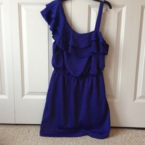 Cute Blue ruffled one shoulder dress!