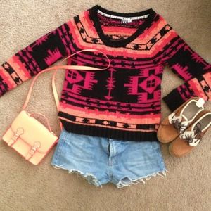 Roxy long sleeve sweater pink high low