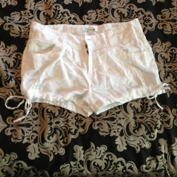 White linen shorts