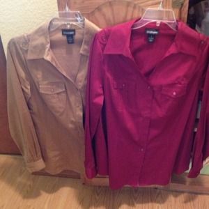Burgundy and gold/tan Lane Bryant shirts