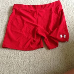 Red under armor shorts