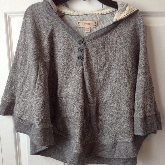 Charcoal grey poncho hoodie