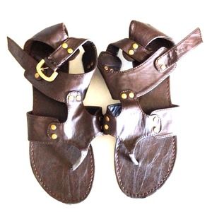 Brown Sandals with Gold Detail