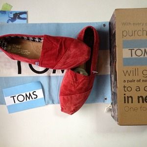*RESERVED for Nicole @nhealy* Red Corduroy TOMS