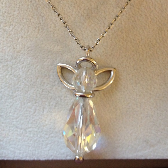swarovski crystal angel silver chain