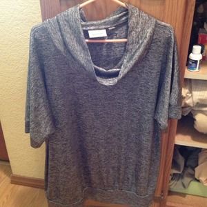 Cowl neck top with elbow length sleeves