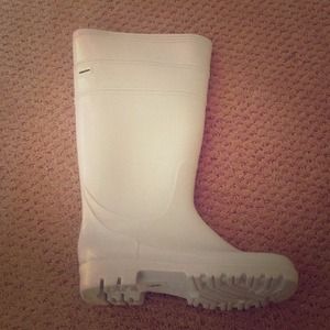 White rain boots