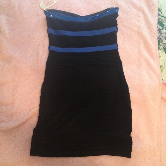 Bandage dress black navy/teal/silver - Picture 2 of 3