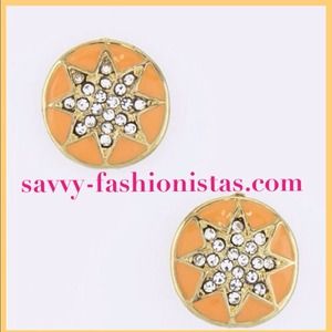 Orange Colored & Rhinestone Studs