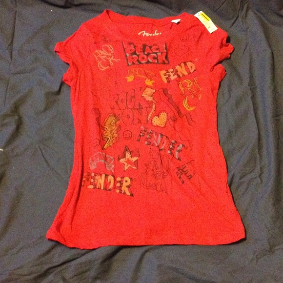 Rock on red tee