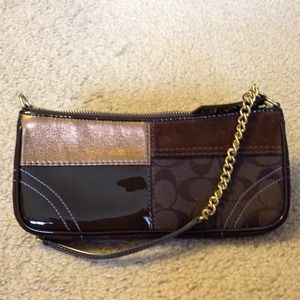 Coach brown patchwork small shoulder bag