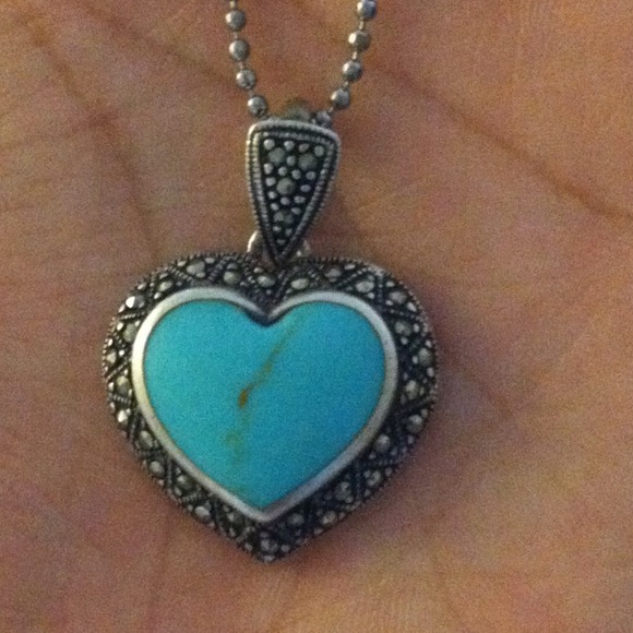 🚫Sold in bundle🚫Aqua Heart shaped .925 sterling - Picture 3 of 4