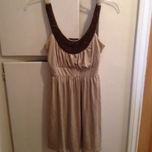 Tan dress with brown beads