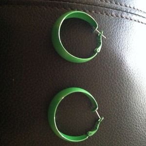 Green hoop earrings.