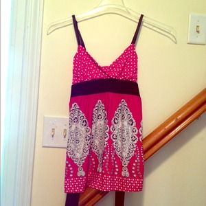 Floral polka dot long tank