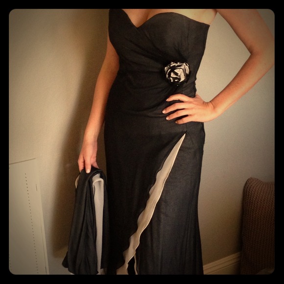 Dresses & Skirts - Black and white dress with shaw. Worn once REDUCED