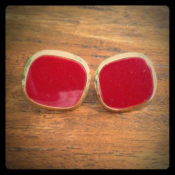 Vintage Napier red clip on earrings MAD MEN STYLE - Picture 1 of 2
