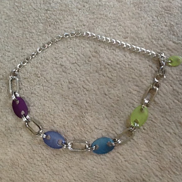 Silver belt with  jewel tone accents - Picture 1 of 1