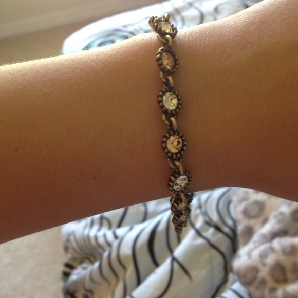 Pink and clear CZ gold tone bracelet