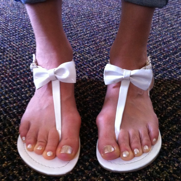 White patten leather sandals