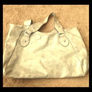 Silver rose print purse