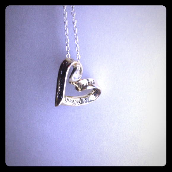 Italian silver sister quote heart necklace.