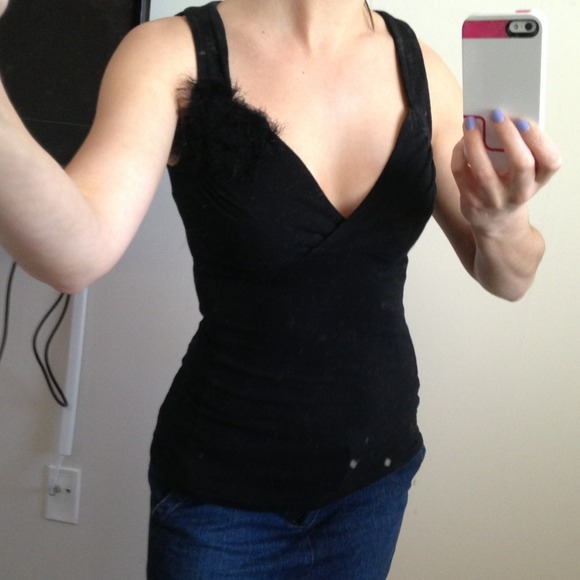 Sexy basic tank with flower embellishment