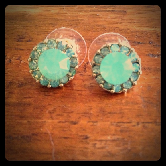 Mint gem earrings faux cz