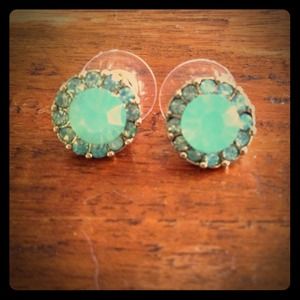 Mint gem earrings faux cz