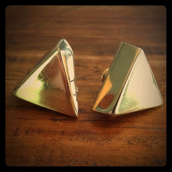 Vintage Napier goldtone triangle clip on earrings - Picture 1 of 1