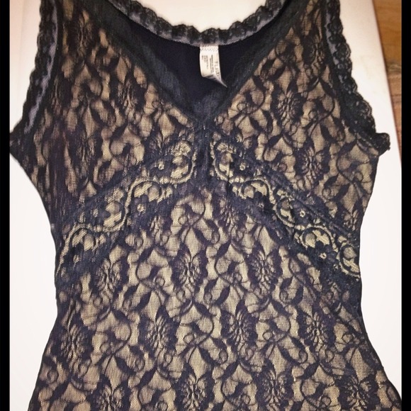 Size small , Flexees stretch black lace top
