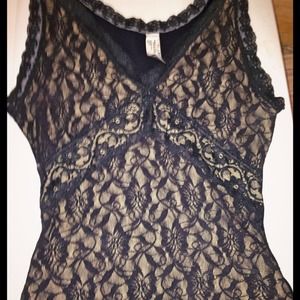 Size small , Flexees stretch black lace top