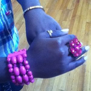 Pink bangles and matching ring set