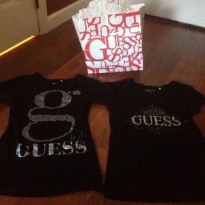 Two black guess bling tees